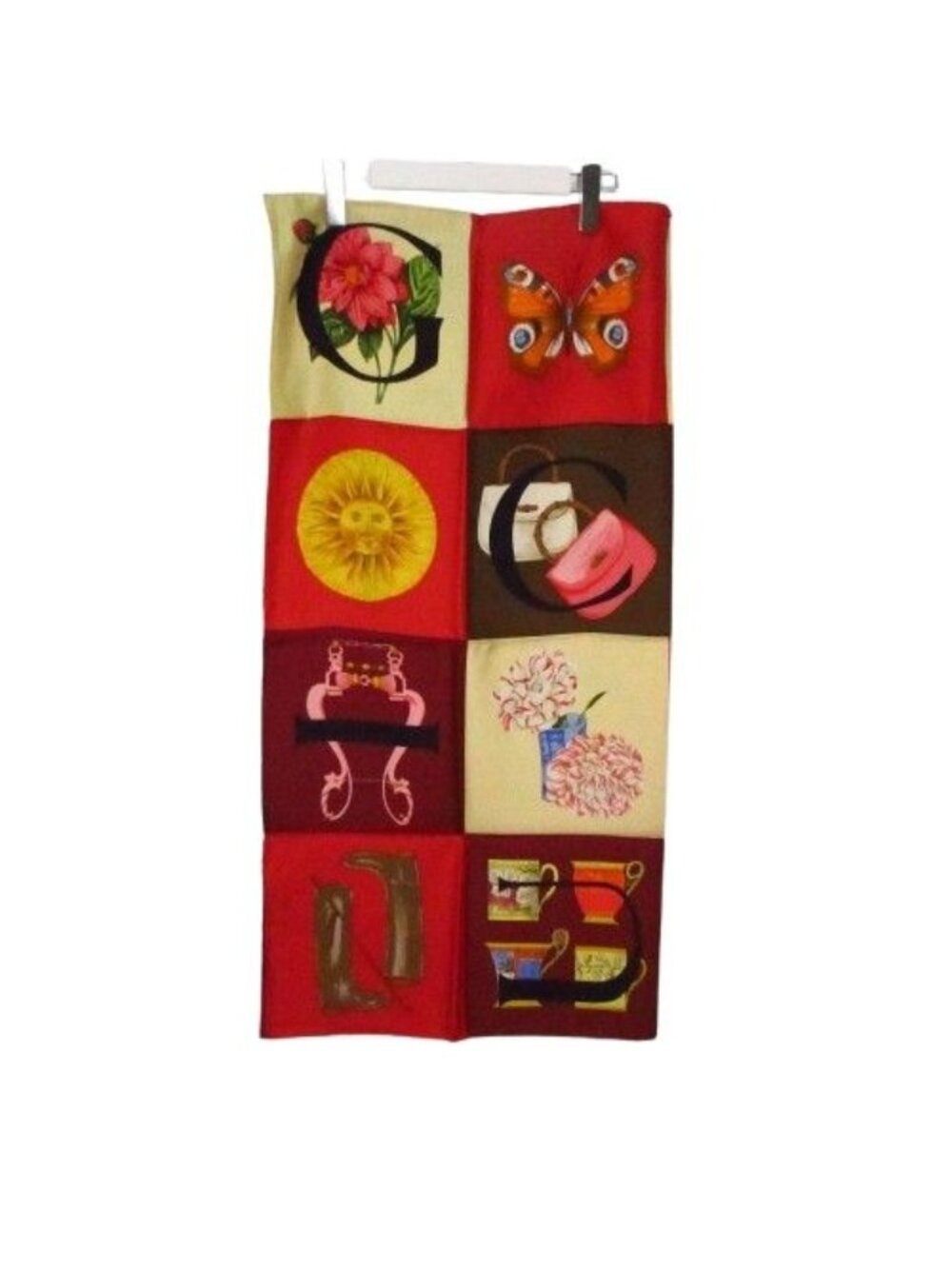 Gucci Scarf Vintage Tagged Boxed Alphabet Motif Pattern Silk Multi - Picture 1 of 6